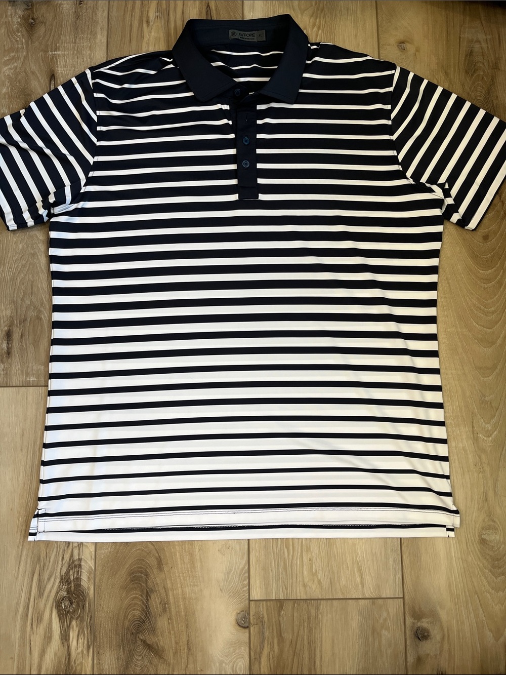 G/fore Men’s Stripe Performance Polo Shirt Navy Blue White Size XL